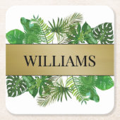 Elegantes botanisches grünes Imitat Rechteckiger Pappuntersetzer (Vorderseite)