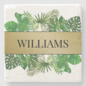 Elegantes botanisches grünes Imitat Steinuntersetzer (Vorderseite)