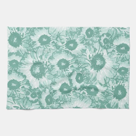 Elegantes botanisches Grünes Muster Geschirrtuch (Horizontal)