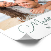 Elegantes botanisches Hochzeitscoupel Foto Willkom Poster (Ecke)