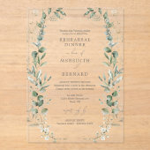 Elegantes botanisches Hochzeitsessen Probe Acryleinladungen (Vorderseite)