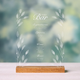 Elegantes botanisches Hochzeitsmenü - Akryllisches Acrylschild