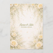 Elegantes botanisches Hochzeitsmenü Menükarte (Rückseite)