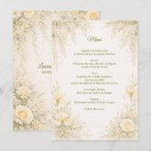 Elegantes botanisches Hochzeitsmenü Menükarte (Vorne/Hinten)