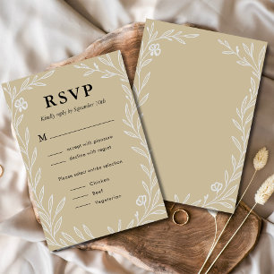 Elegantes Botanisches Hochzeitsmenü RSVP Karte