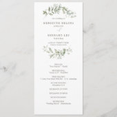 Elegantes botanisches Hochzeitsprogramm Programm (Vorderseite)