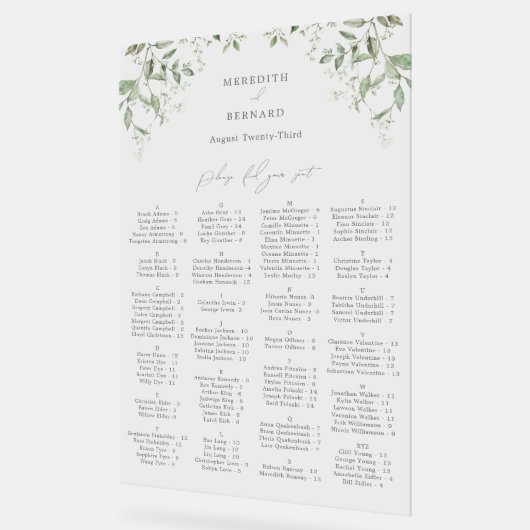 Elegantes botanisches Hochzeitsstift Acrylschild (Winkel)