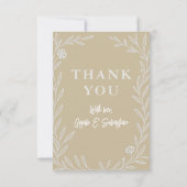 Elegantes botanisches Hochzeitsstil Romantisches F Dankeskarte (Rückseite)