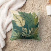 Elegantes botanisches Kissen mit lebhaftem Leaf-De (Decke)