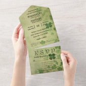 Elegantes botanisches Kleeblatt Clover Irish Celti All In One Einladung (Abreißen)