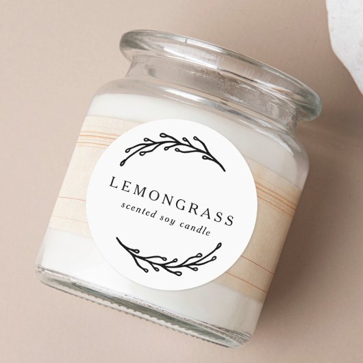 Elegantes botanisches Kranzprodukt Runder Aufkleber