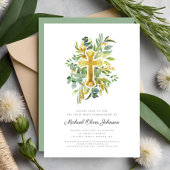 Elegantes botanisches Kreuz Einladung