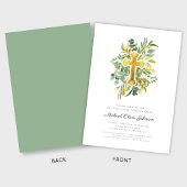 Elegantes botanisches Kreuz Einladung