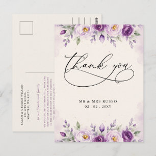 Elegantes Botanisches Lavendel Lila Blumendankesch Postkarte
