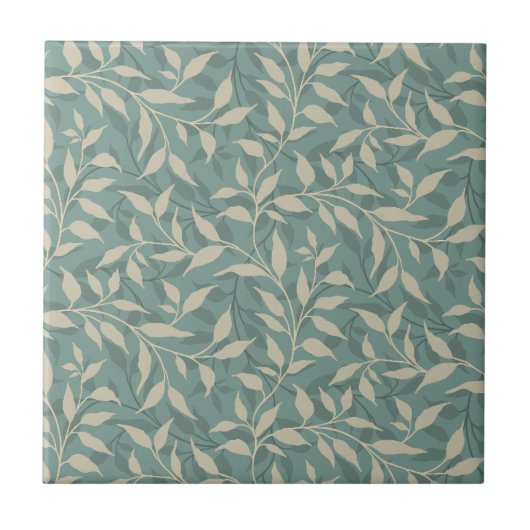 Elegantes botanisches Leaf Dance Foliage Beige Aqu Fliese (Vorderseite)