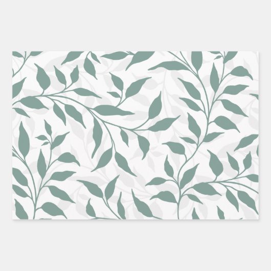 Elegantes botanisches Leaf Dance Foliage HD 3 Farb Geschenkpapier Set (Vorderseite)