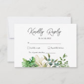 Elegantes botanisches Leaf-Hochzeitsfest RSVP Karte (Vorderseite)