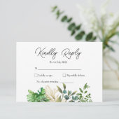 Elegantes botanisches Leaf-Hochzeitsfest RSVP Karte (Stehend Vorderseite)