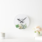 Elegantes botanisches Leaf-Hochzeitsfest Runde Wanduhr (Zuhause)