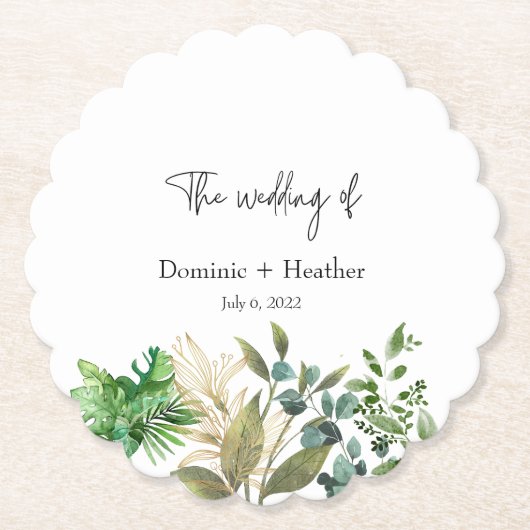 Elegantes botanisches Leaf-Hochzeitsfest Untersetzer (Vorderseite)