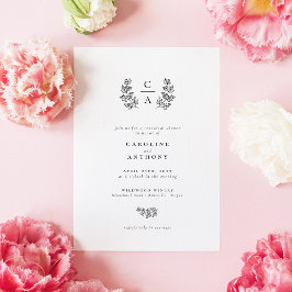 Elegantes Botanisches Leaf Monogram Probe Dinner Einladung
