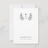 Elegantes Botanisches Leaf Monogramm erste Hochzei Dankeskarte (Vorderseite)