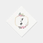 Elegantes Botanisches Leaf Monogramm erste Hochzei Serviette (Ecke)