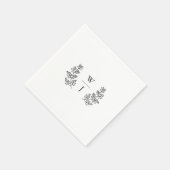 Elegantes Botanisches Leaf Monogramm erste Hochzei Serviette (Ecke)