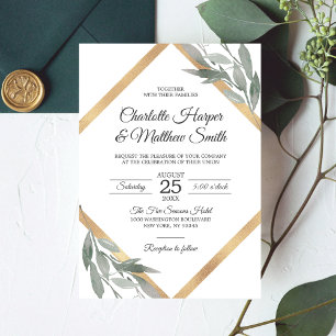 Elegantes botanisches Leaf Zweig Golfer Hochzeit Einladung