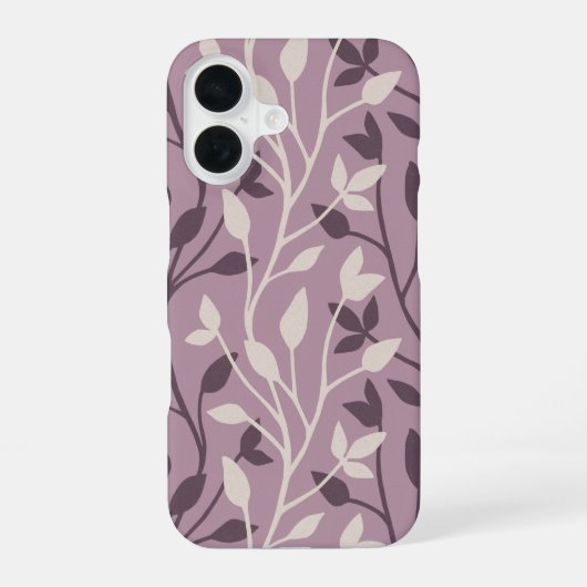 Elegantes Botanisches Lila-Blatt Minimal iPhone 16 Hülle (Rückseite)