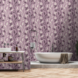 Elegantes Botanisches Lila-Blatt Minimal Tapete