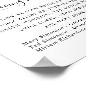 Elegantes botanisches Memorial für Hochzeiten Poster (Ecke)