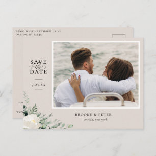 Elegantes botanisches Misty Pink Save the Date Ankündigungspostkarte