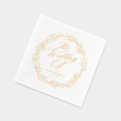 Elegantes Botanisches, modernes Skriptdatum Servietten Mit Folie (Links)