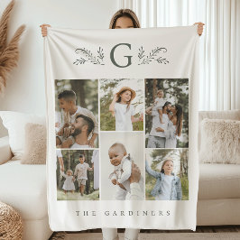 Elegantes Botanisches Monogramm 6 FotoCollage Fleecedecke