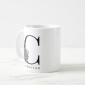 Elegantes Botanisches Monogramm | Benutzerdefinier Kaffeetasse (Vorderseite Links)