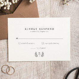 Elegantes Botanisches Monogramm, erste Hochzeit RS RSVP Karte