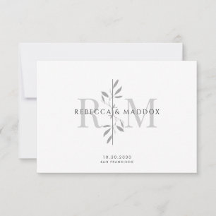 Elegantes botanisches Monogramm-Hochzeit Dankeskarte
