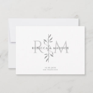 Elegantes botanisches Monogramm Hochzeit Dankeskarte