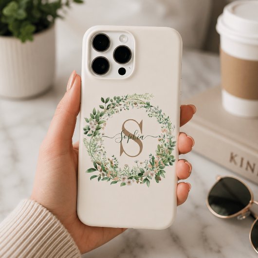 Elegantes botanisches Monogramm-iPhone-Case mit Na Case-Mate iPhone Hülle