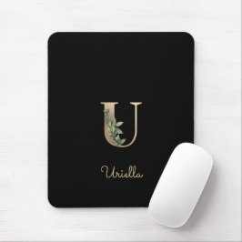 Elegantes Botanisches Monogramm Letter U Mouse Pad Mousepad