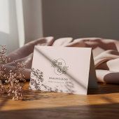 Elegantes Botanisches Monogramm-Logo Floral Wasser Dankeskarte