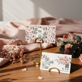 Elegantes Botanisches Monogramm-Logo Floral Wasser Visitenkarte