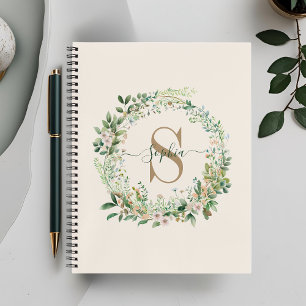 Elegantes Botanisches Monogramm mit Individuelle N Notizblock