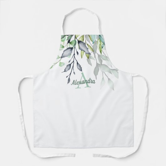 Elegantes Botanisches Monogramm Schürze (Vorderseite)