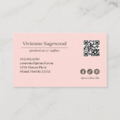 Elegantes botanisches Monogramm-Wappen Rosa grüner Visitenkarte (Rückseite)