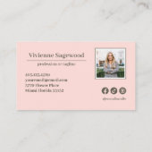 Elegantes botanisches Monogramm-Wappen Rosa grünes Visitenkarte (Rückseite)