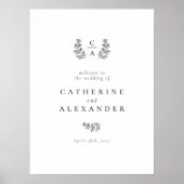 Elegantes Botanisches Monogramm-Zeichen für Hochze Poster (Vorne)