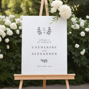 Elegantes Botanisches Monogramm-Zeichen für Hochze Poster