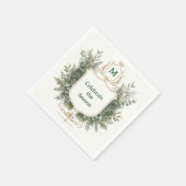 Elegantes botanisches monogrammiertes Wappen Feier Serviette (Ecke)